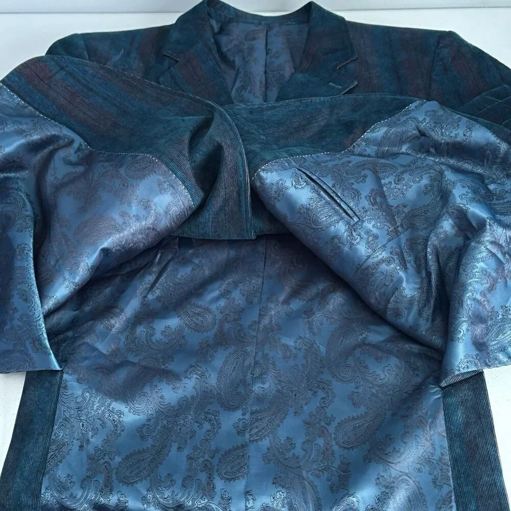 Empra Sz XL / 44 Micro Corduroy Stylish Coat Jacket Blazer Turquoise Teal NICE